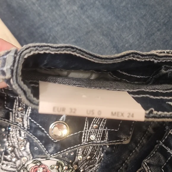 Telepatia Blue Embroidered Wide Leg Jeans - Picture 3 of 6